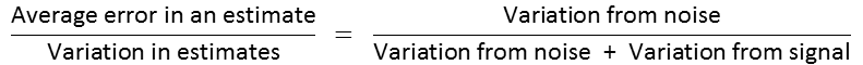 (Average error in an estimate)/(Variation in estimates) = (Variation from noise)/(Variation from noise + Variation from signal)